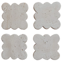 Travertine Coasters With Scalloped Edge 4pc
