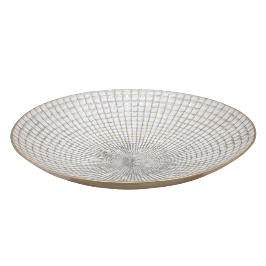 Ivory Champagne Metal Centerpiece 18in