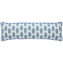 Blue Floral Cotton Chambray Pillow Long  35x11in