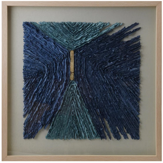 Paper Art Shadow Box Wall Décor Blue & Gold 31.5in