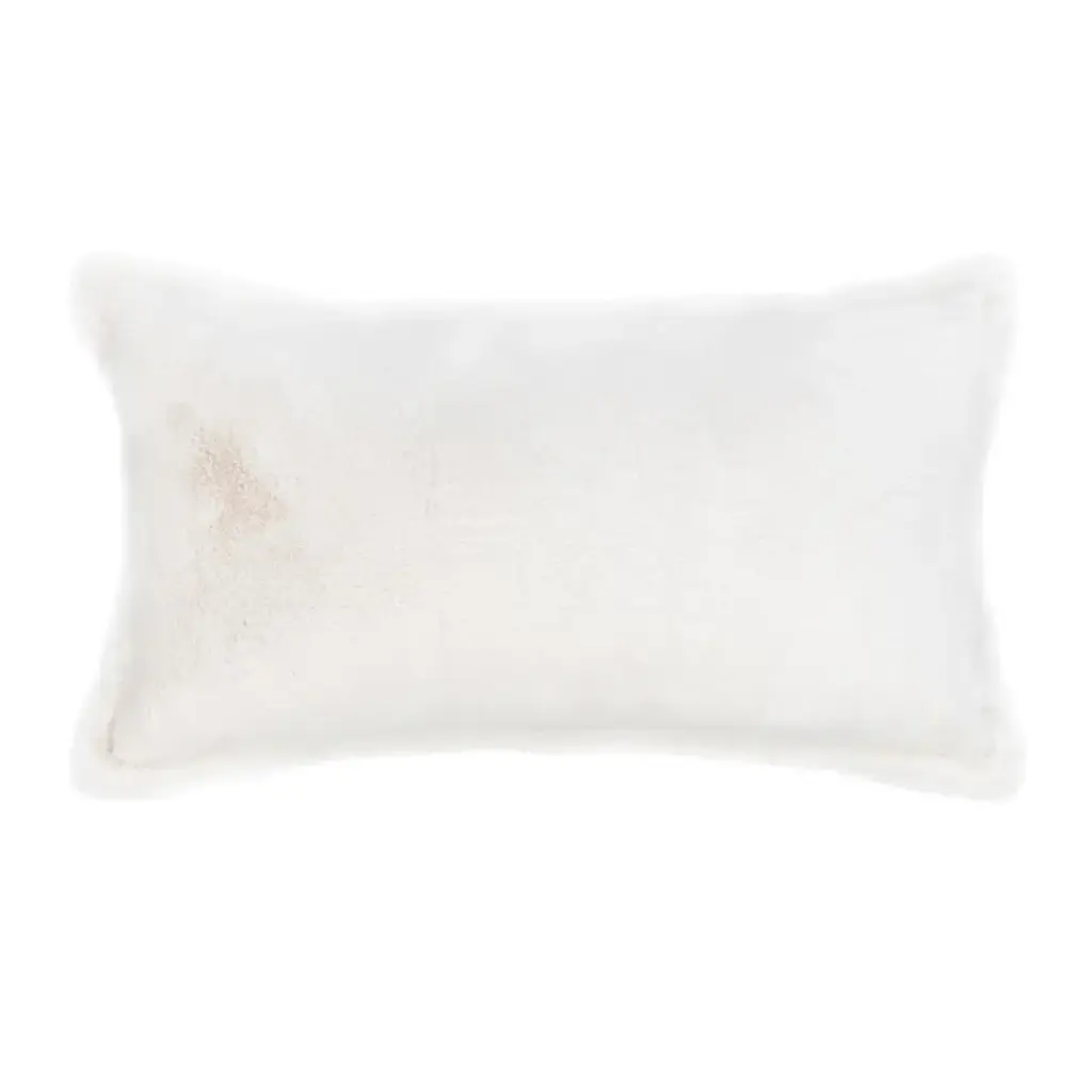 Taiga Faux Fur Pillow Ivory 14x26in