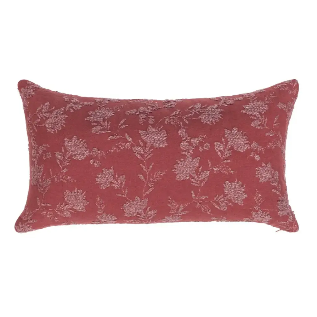 Rosecliff Pillow Burgundy Red 14x26in