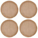 Hessian Round Woven Placemat Set Natural 4pc