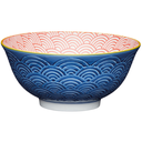 Glazed Stoneware Bowl Blue Arc 6in