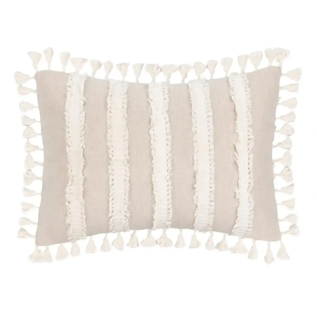 Edisto Pillow Beige Ivory 14x20in