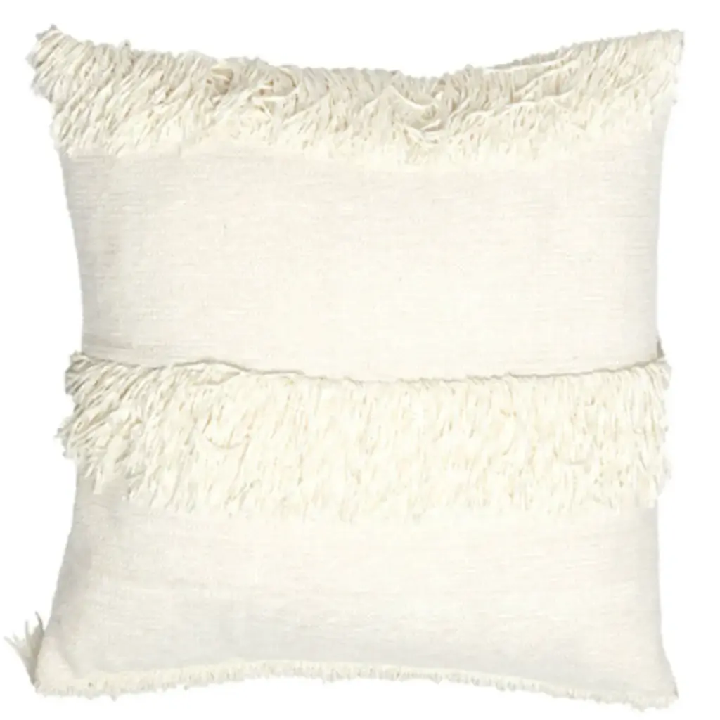 Luani Fringe Pillow Cream 18in