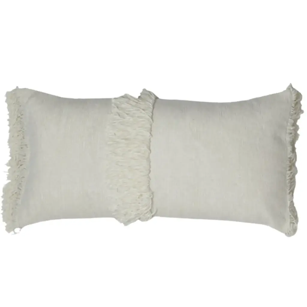 Luani Fringe Bolster Cream 12x24in