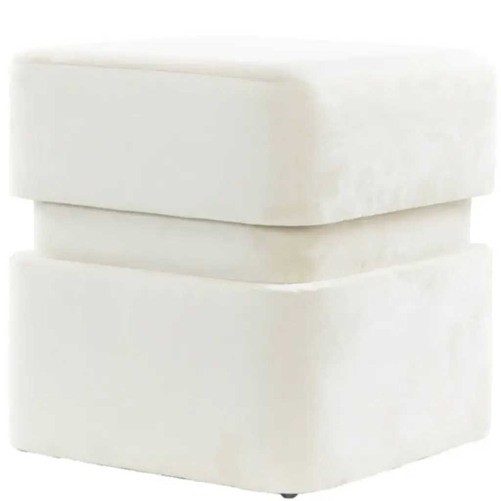 Piazza Velvet Pouf Beige 16in