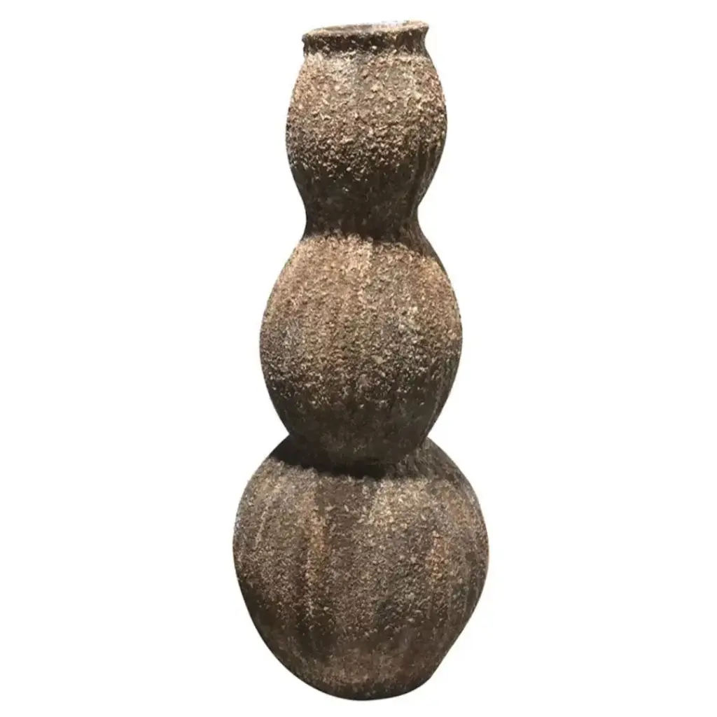 Folegandros Outdoor Wavy Floor Vase Brown Fiberglass 47in
