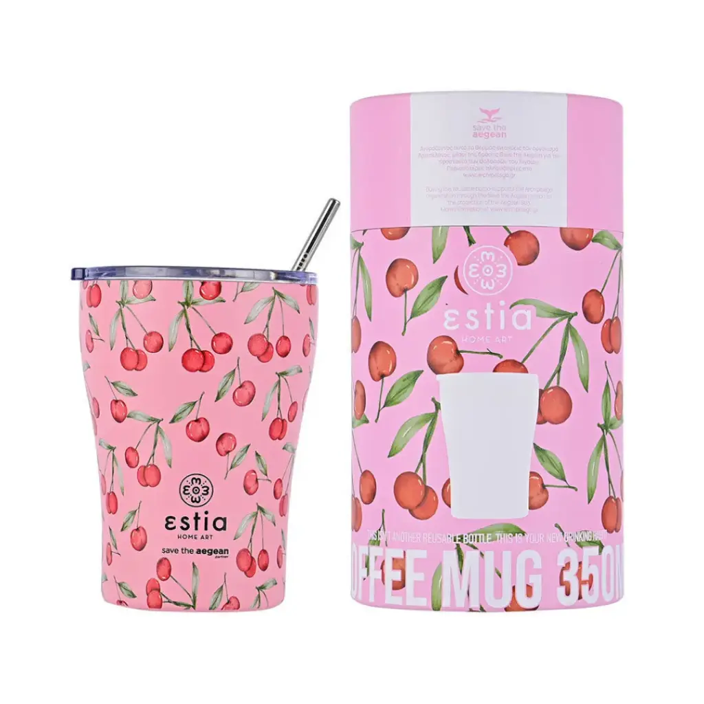 Insulated Tumbler with Gift Box Save The Aegean Cherry Rose 12oz