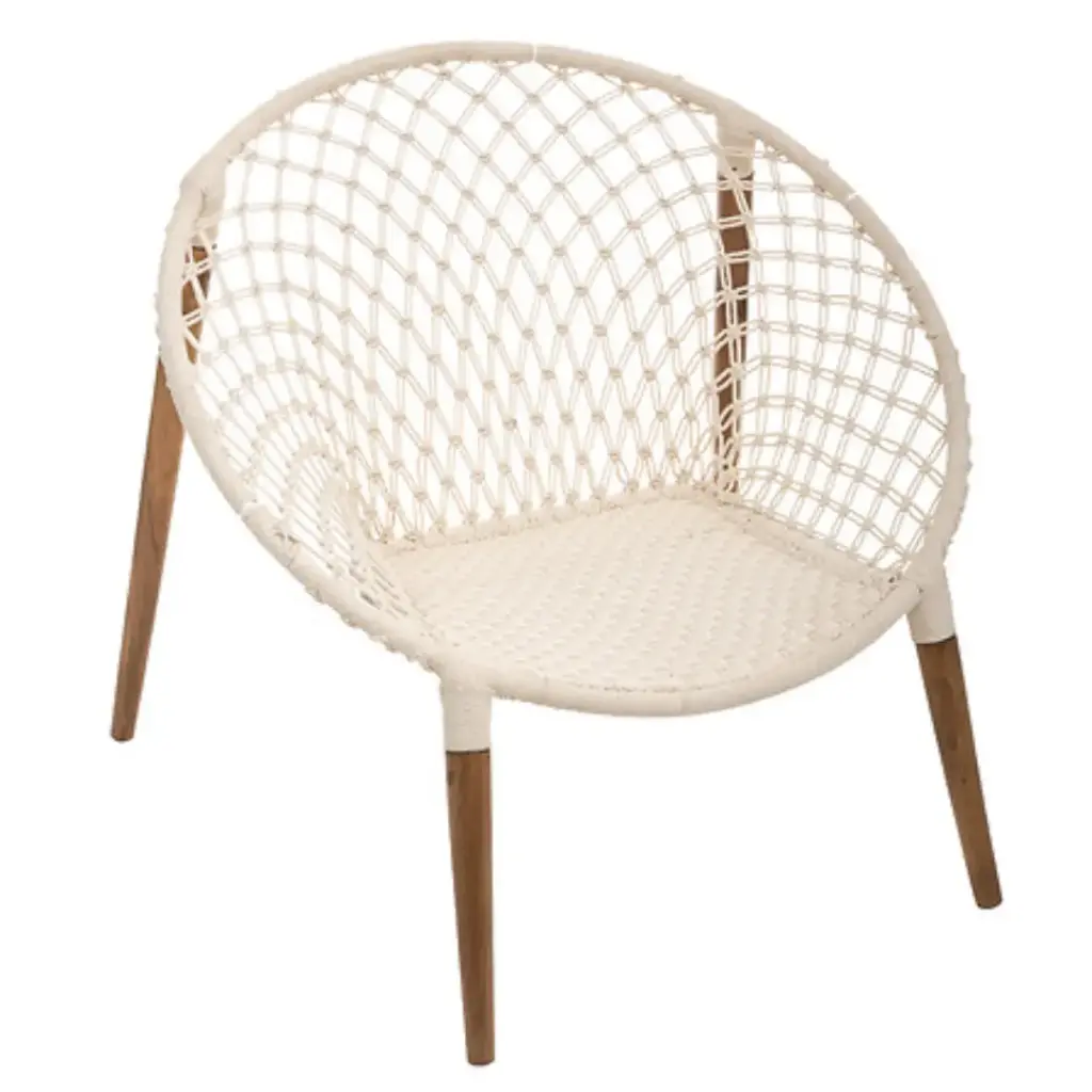 Raina White Macrame Arm Chair