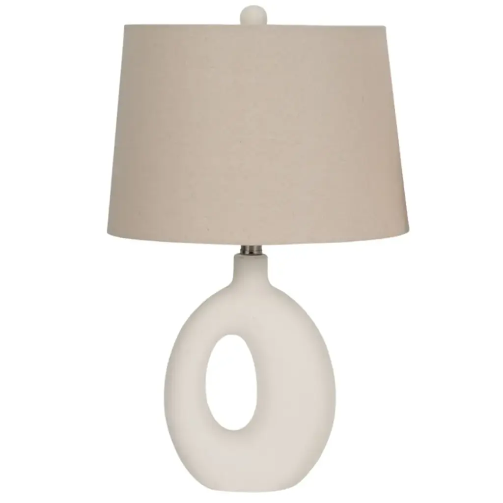 Ceramic Curved Table Lamp White 24in