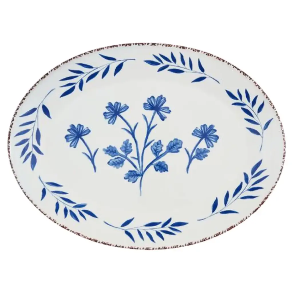 Blue Floral Serving Platter 20x16in