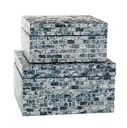 Mother of Pearl Box Blue 10in