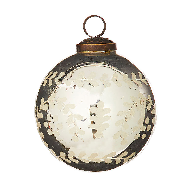 Etched Glass Ornament Gold 4in