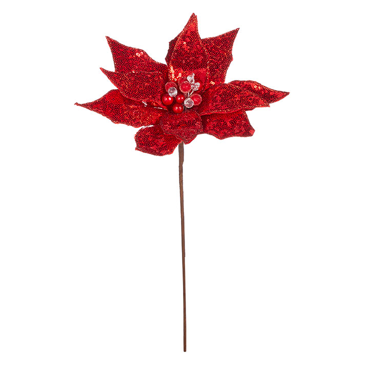 21 " Sequined Poinsettia Stem