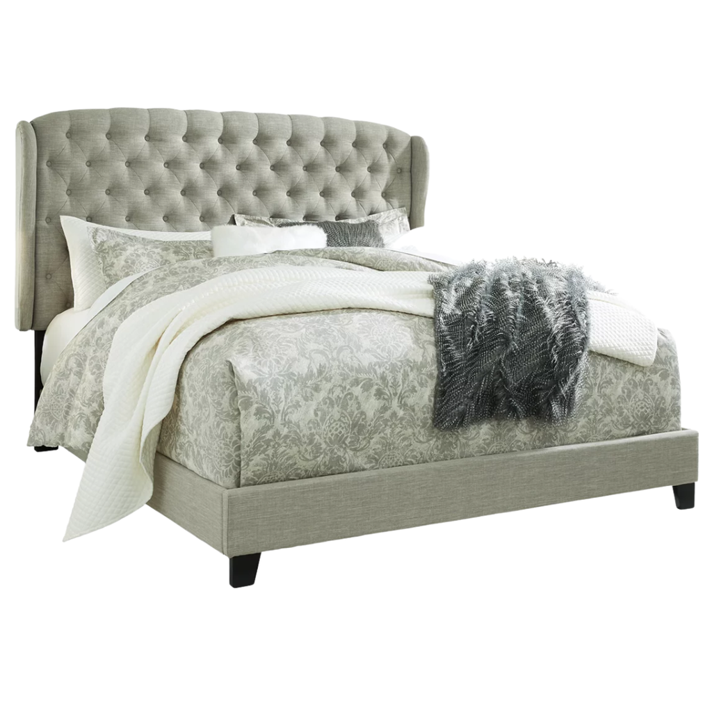 Jerary Queen Upholstered Bed Gray - Wing Back
