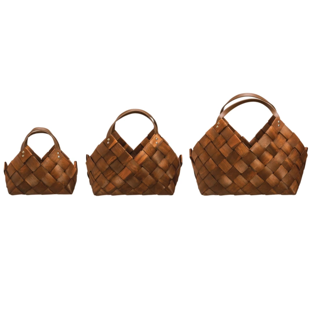 Seagrass Baskets with Leather Handles
