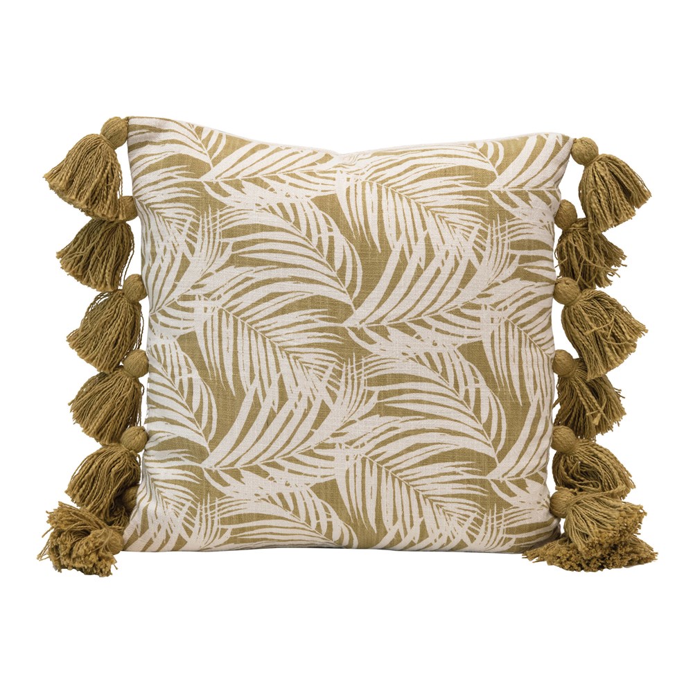 Green Fern Print Pillow 18in