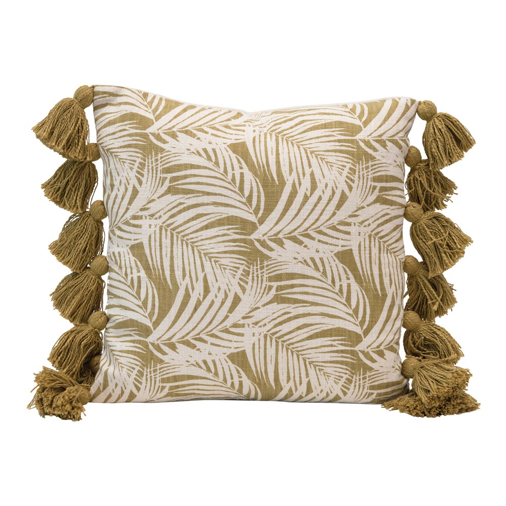 Green Palm Frond Pillow 18in