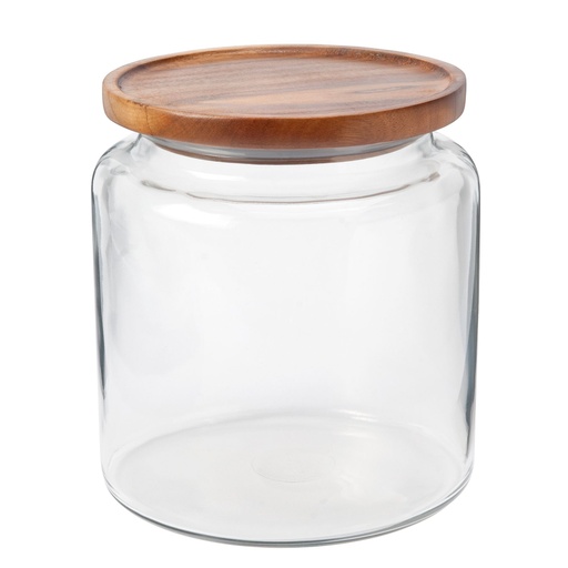 [162429-BB] Montana Jar with Acacia Cover Clear/Wood 96oz