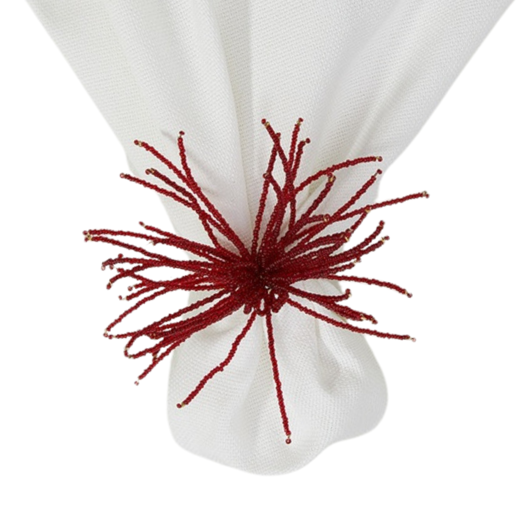 Beaded Tassel Red Napkin Ring