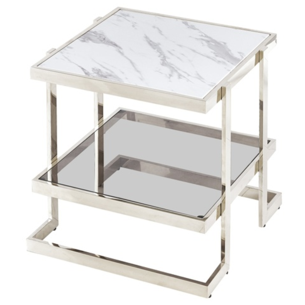 Marble and Mirror End Table