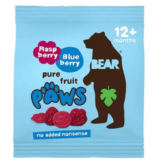 BEAR Pure Fruit Paws Raspberry &amp; Blueberry 20g