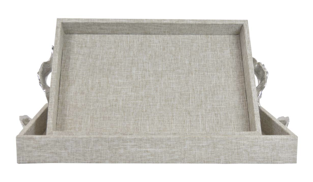 Grey Linen Tray Large