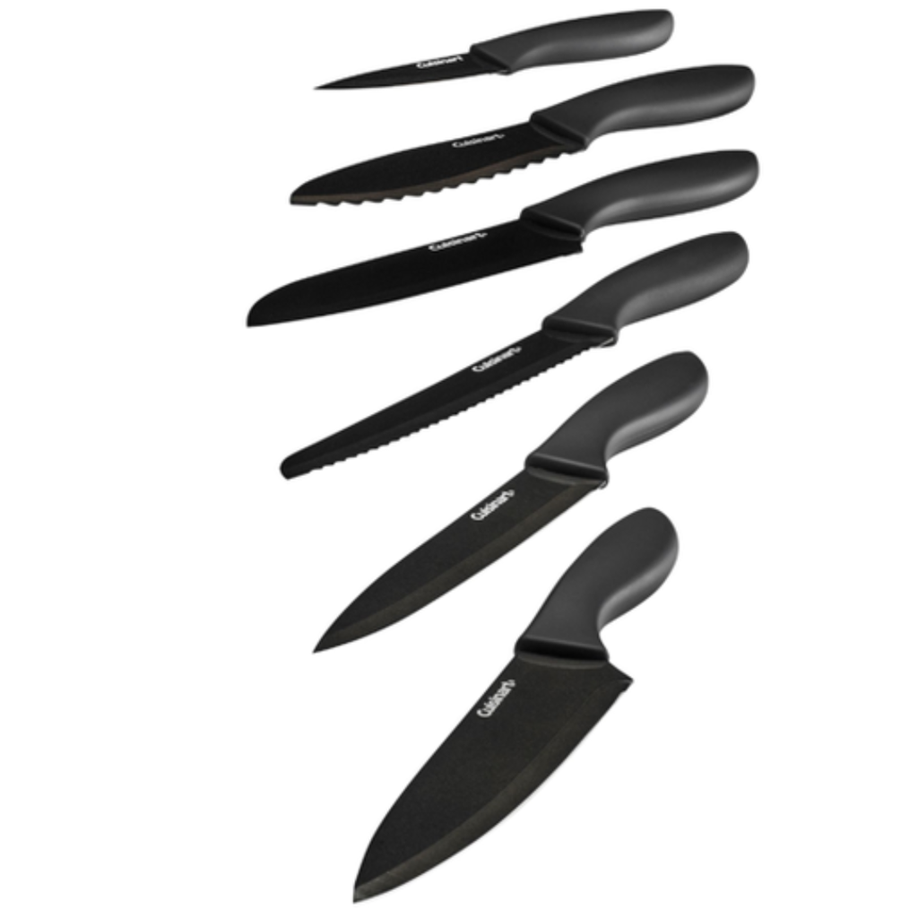 Cuisinart 12pc Soft Grip Black Metallic Coated Knife Set with Blade Guards