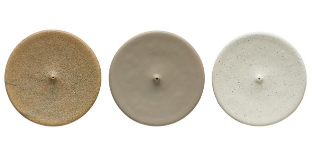 Round Stoneware Incense Holder, 3 Colors
