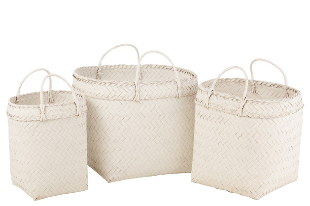 Square Rattan Basket White 20in