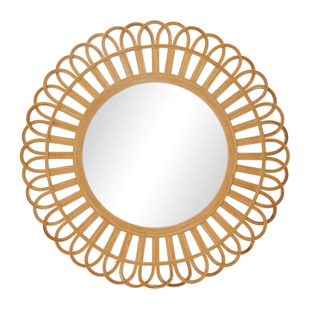 Round Bamboo Mirror 35in