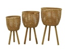Woven Basket Planter With Wood Legs 20in