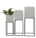 Textured Square Metal Planter On Stand 30in