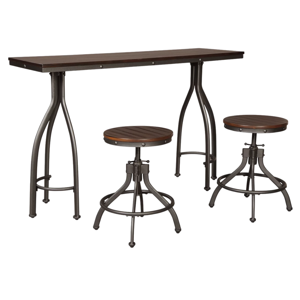 Odium Counter Height Dining Table and Bar Stools Rustic Brown