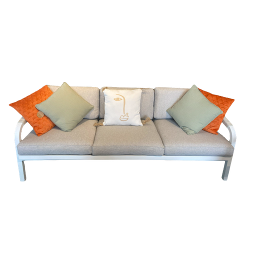 [166713-BB] Cannes Triple Seater Sofa White