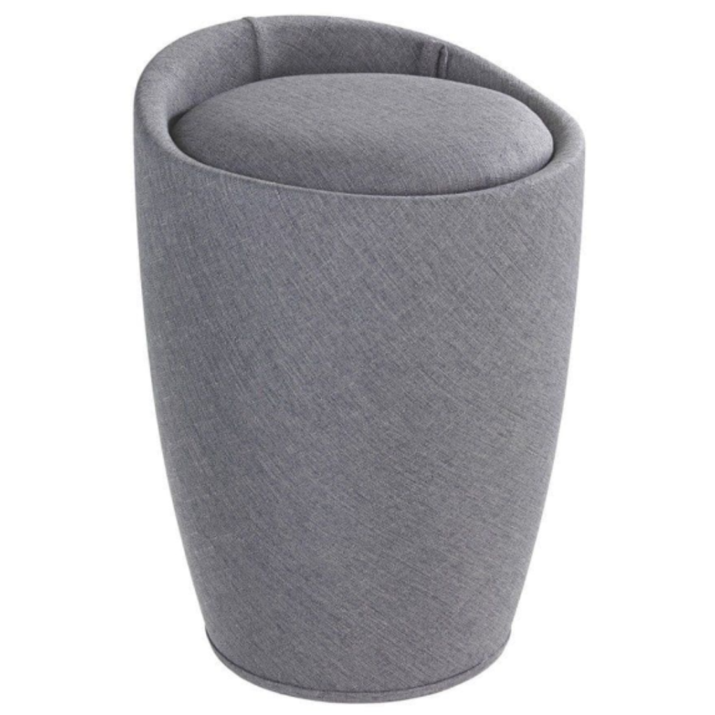Candy Linen Look Vanity Stool with Storage Grey