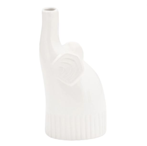 Ceramic Elephant Decor White 9in