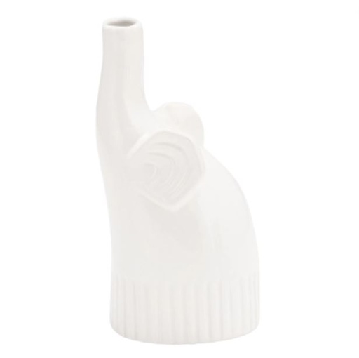 [168712-BB] Ceramic Elephant Decor White 9in