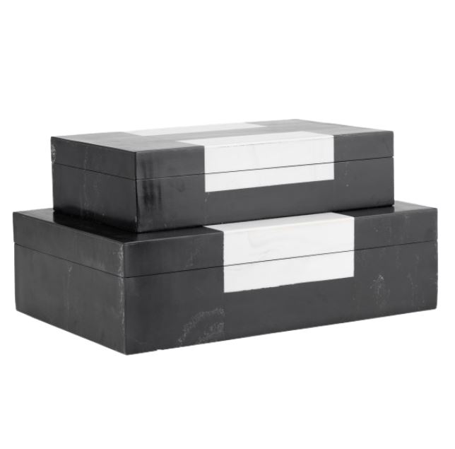 Resin Box Black and White 12in