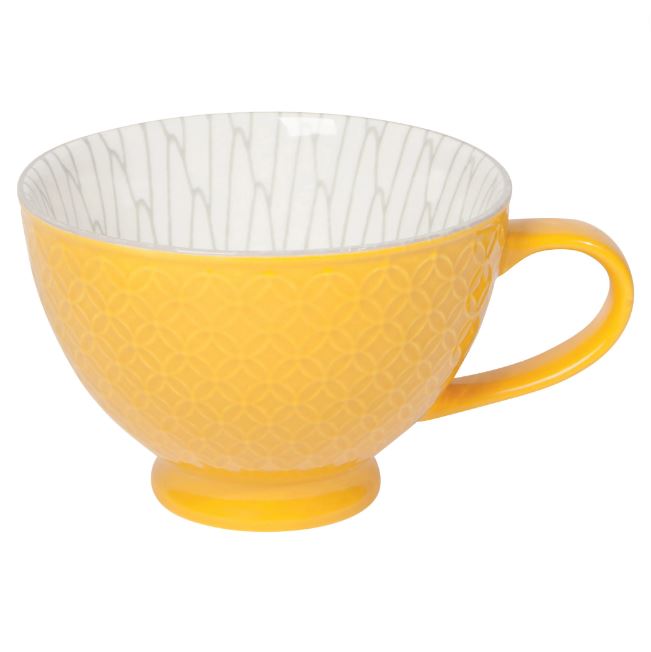 Stamped Latte Mug Yellow 14 oz