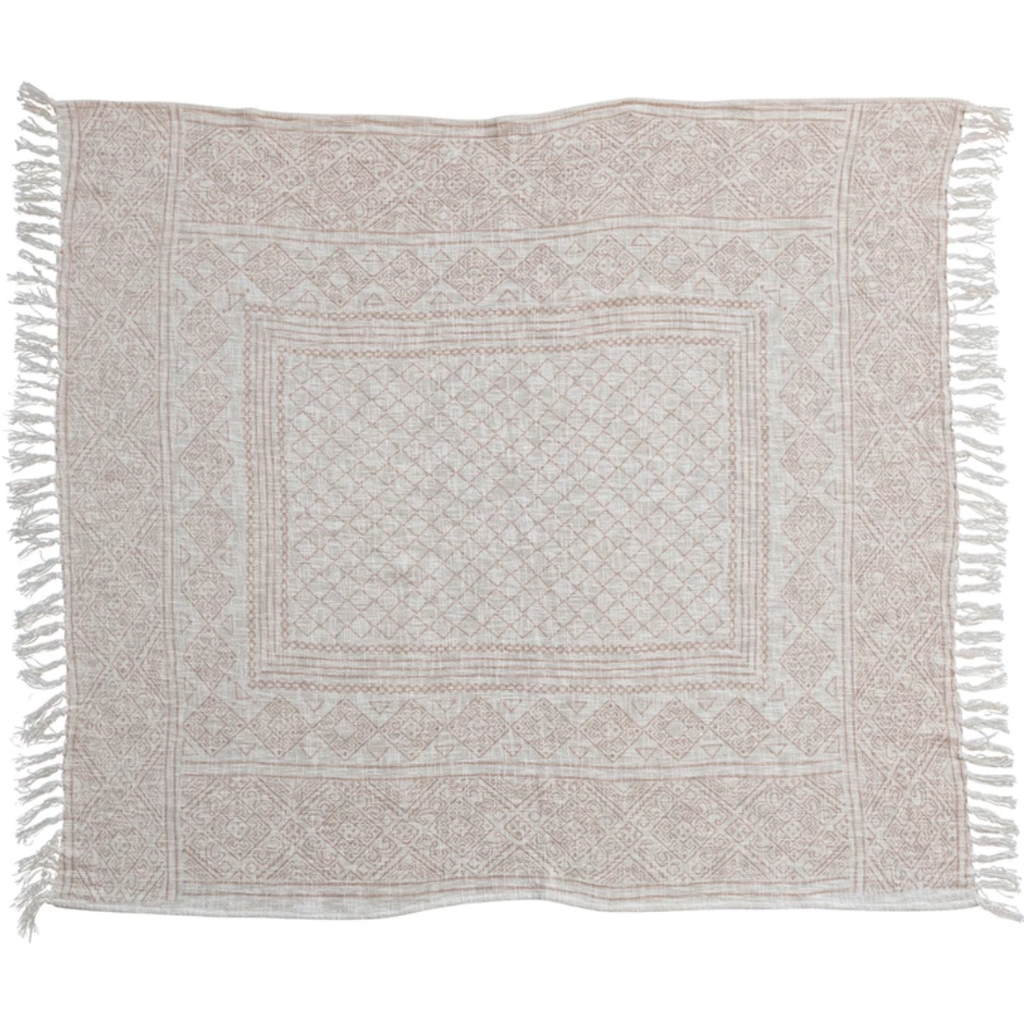 Ivory Printed Throw 60x50in