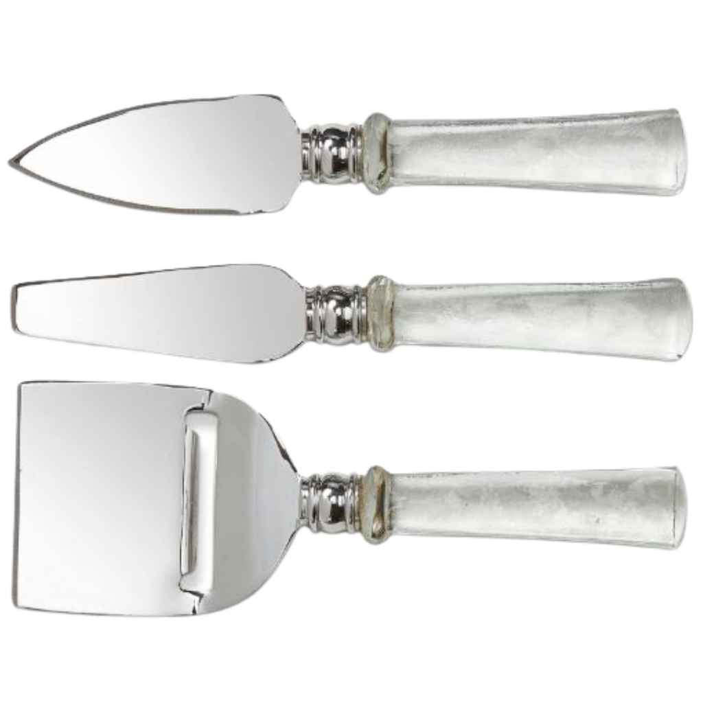 Glass Handle Cheese Utensil S/3 Clear