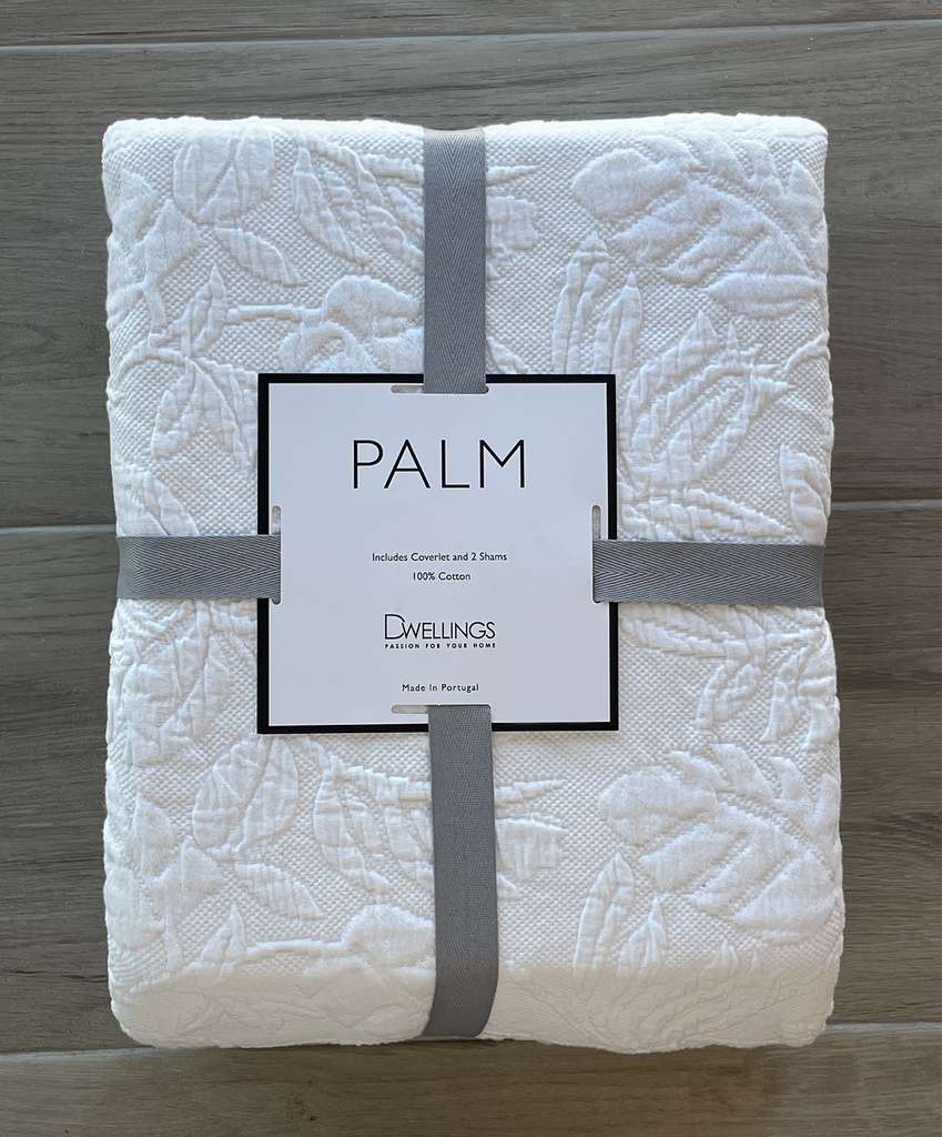 Palm Queen Coverlet Set White