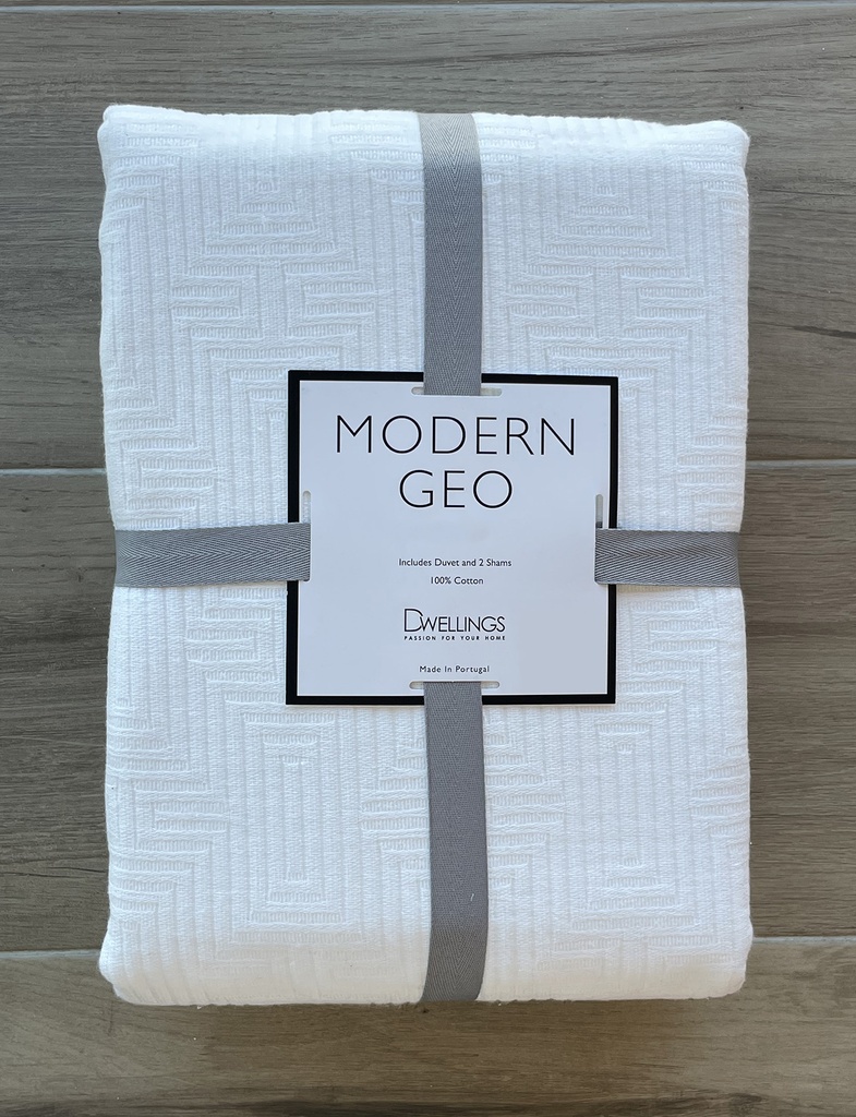 Modern Geo Twin Duvet Set White
