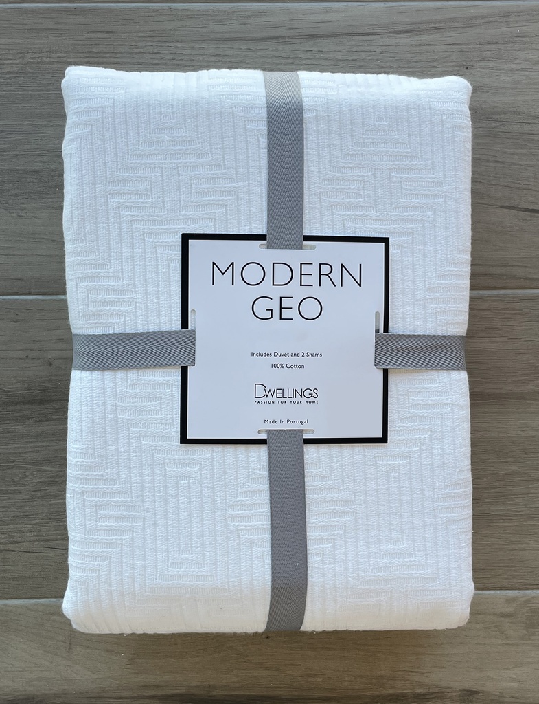 Modern Geo King Coverlet Set White