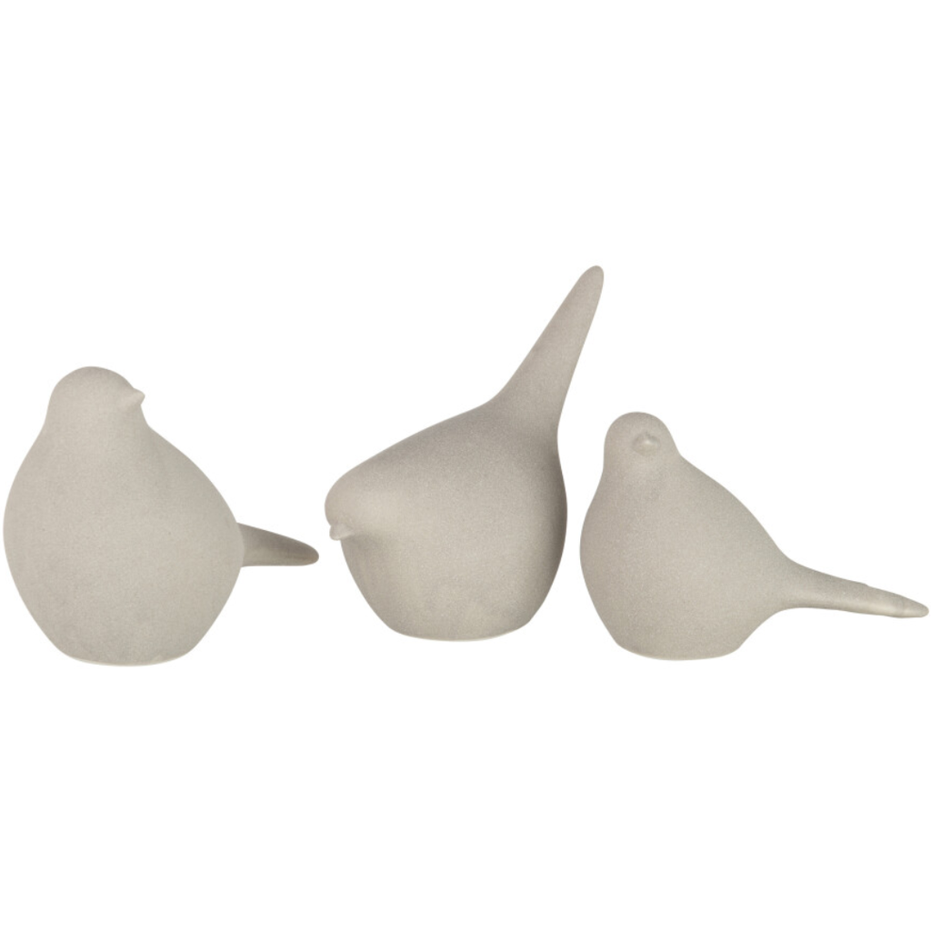 Ceramic Grey Birds Set of 3