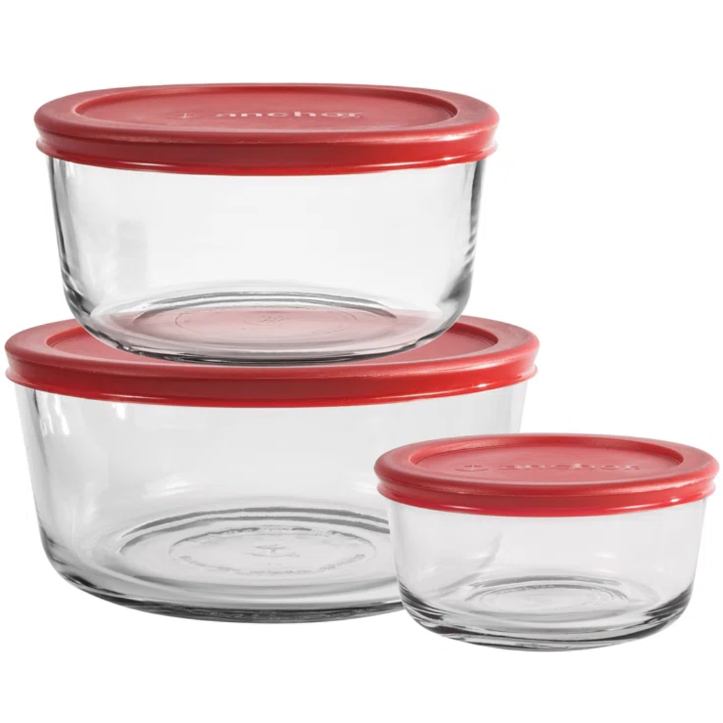 Anchor Hocking SnugFit® Round Food Storage Value Pack Assorted Red 6pc