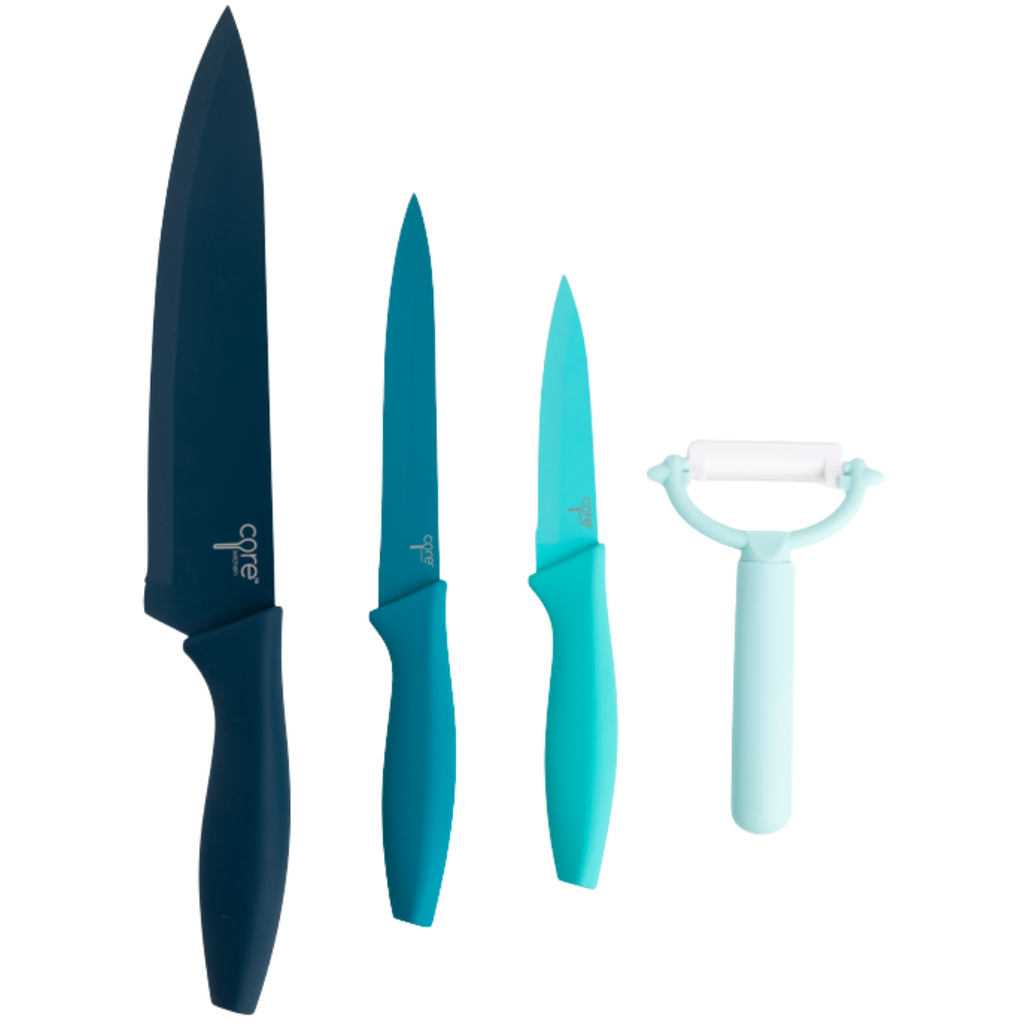 Core Home Knife with Peeler Set Teal 4pc